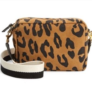 Clare V. Midi Suede Bag Leopard Print